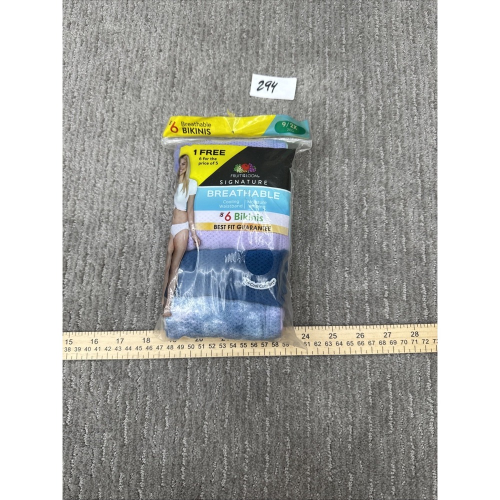 Six Pairs Of Fruit Of The Loom Breathable Bikinis 9/2X # 294 - Picture 2 of 16